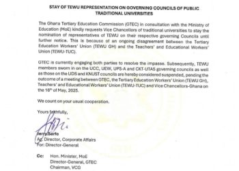 GTEC suspends TEWU representation on governing councils of public universities