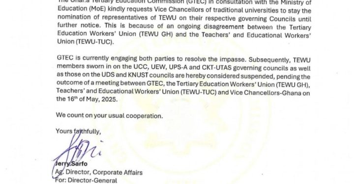 gtec suspends tewu representation on governing councils of public universities