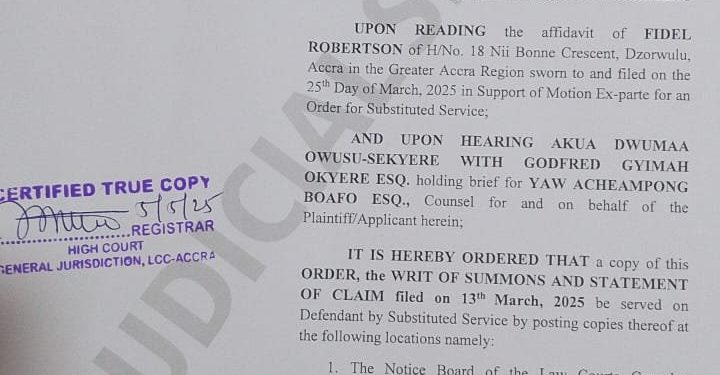 high court orders substituted service in mcdan vs david tamakloe legal battle