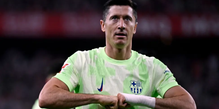 lewandowski double seals barca final day win at athletic club