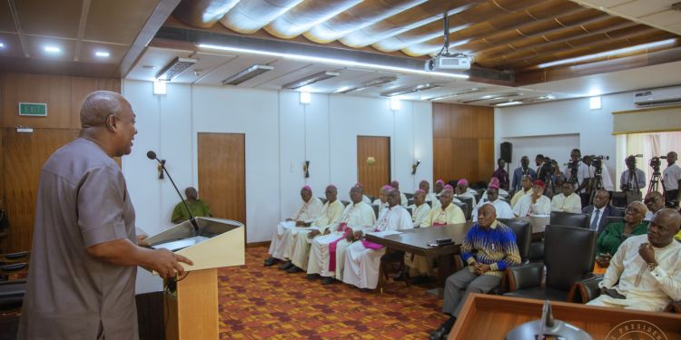 mahama assures catholic bishops of govts commitment to combating illegal mining