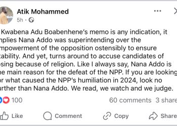 Nana Addo is the main reason for NPP’s humiliating defeat in 2024 – Atik Mohammed