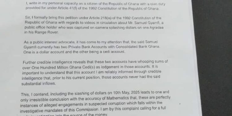 Private citizen petitions CHRAJ over Sammy Gyamfi’s dollar-sharing incident 1 private citizen petitions chraj over sammy gyamfis dollar sharing incident