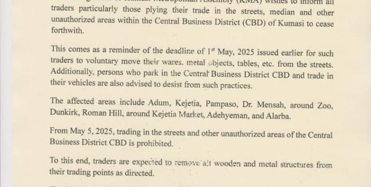trading streets parking unauthorised places must cease effective may 5 kma
