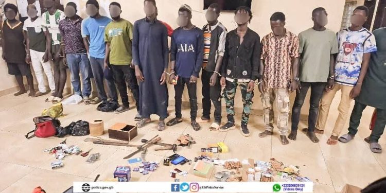 19 arrested in raid on drug and robbery dens at kasoa dominase onion market