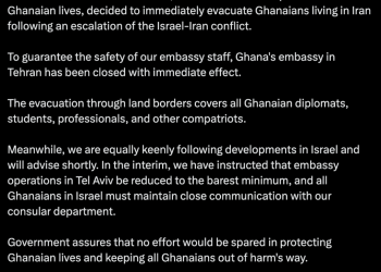 Ghana to evacuate citizens from Iran – Foreign Affairs Minister