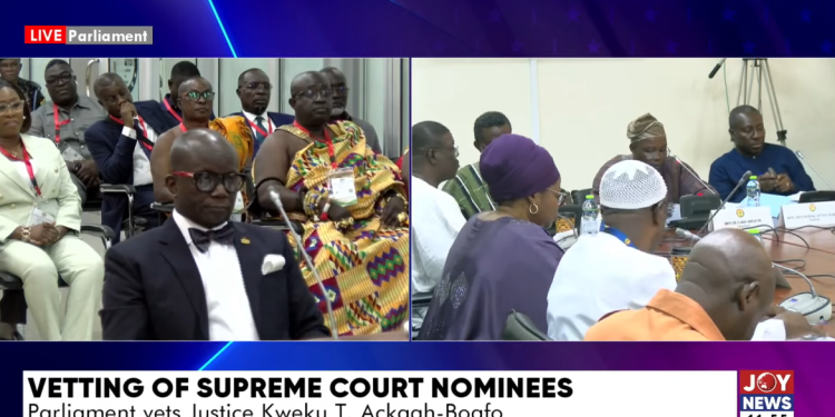 justice ackaah boafo stumbles through natl pledge in light hearted moment during vetting