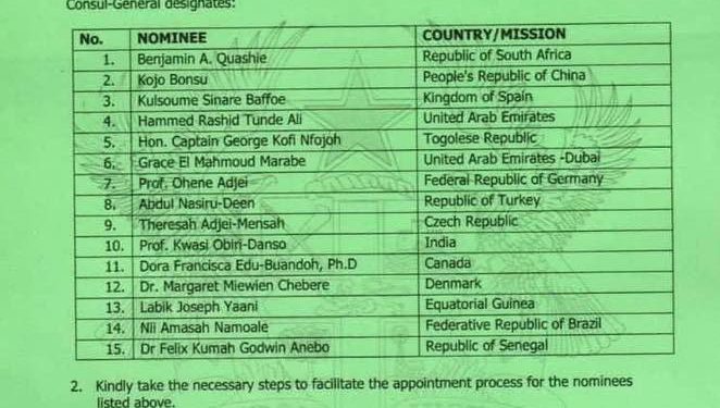 mahama appoints 15 new ambassadors and high commissioners