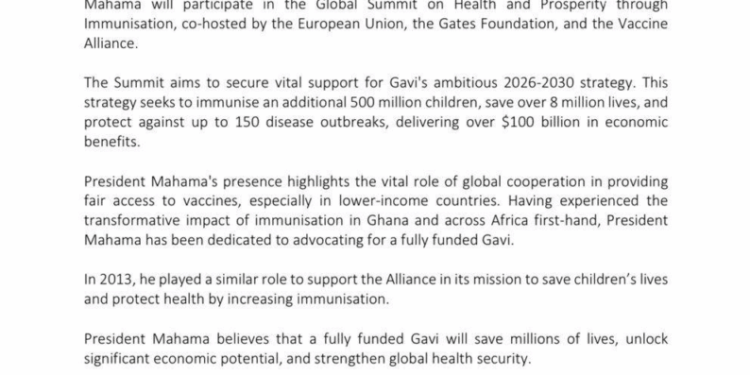 mahama in brussels to champion global vaccine access at gavi summit