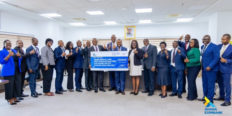 mahamacares senior management of ghana exim bank contributes ghe282b5450000 to the fund