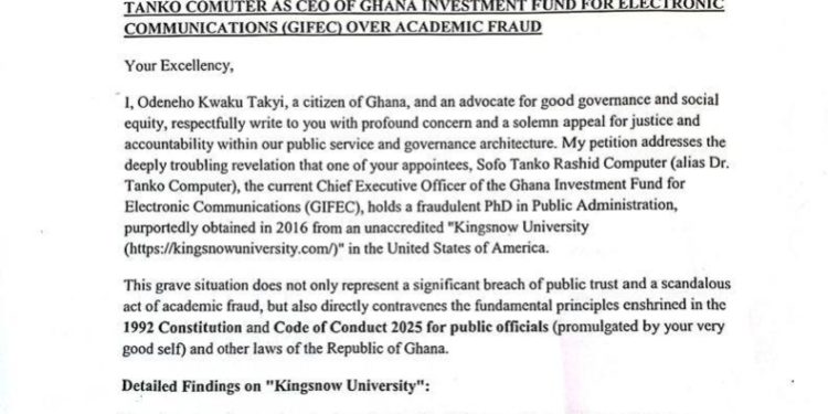 Private citizen petitions Mahama to sack GIFEC CEO Rashid Tanko-Computer over alleged ‘fake’ PhD 1 private citizen petitions mahama to sack gifec ceo rashid tanko computer over alleged fake phd