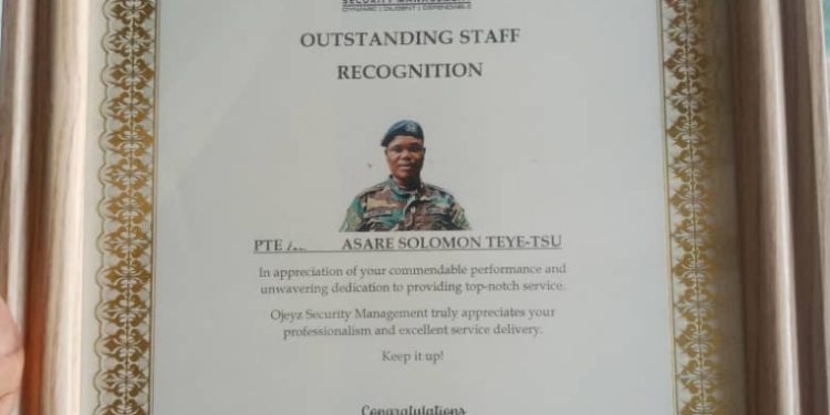 private security firm honours soldier for rejecting galamsey bribe