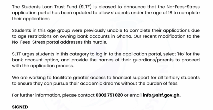 sltf unlocks access for under 18s on no fees stress registration portal