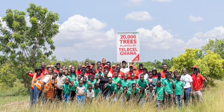 telecel ghana plants 10000 additional trees at chipa forest reserve on world environment day