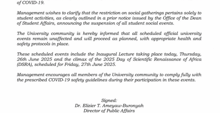 university of ghana dispels rumours of event cancellations amid covid 19 resurgence