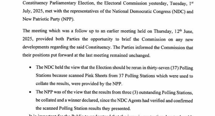 ablekuma north electoral commission to rerun election in 19 polling stations on july 11