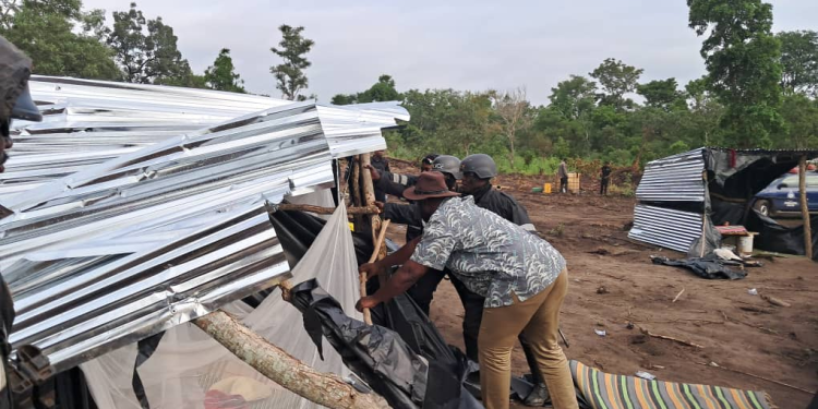 galamsey savannah regional minister destroys over 100 structures seizes 8 excavators in tuntumba