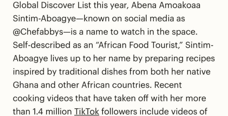 ghanas chef abbys makes times 100 most influential creators list