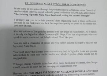 Ngleshie Alata Kingmaker Warn Troublemakers! …Go to Court or Shut Up 8 Ngleshie Alata Kingmaker Warn Troublemakers! …Go to Court or Shut Up