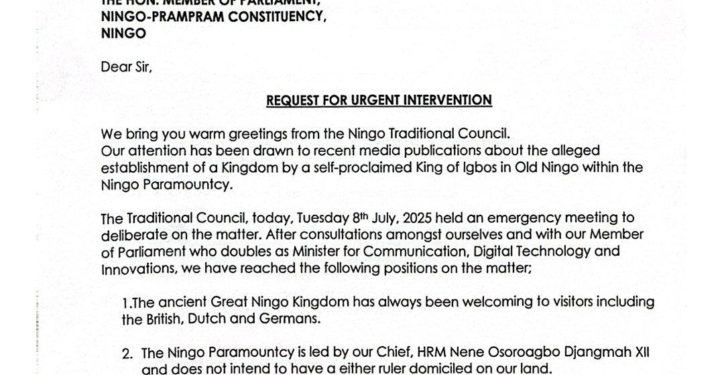 ningo chiefs reject claims of igbo kingdom in old ningo urge interior ministry to investigate