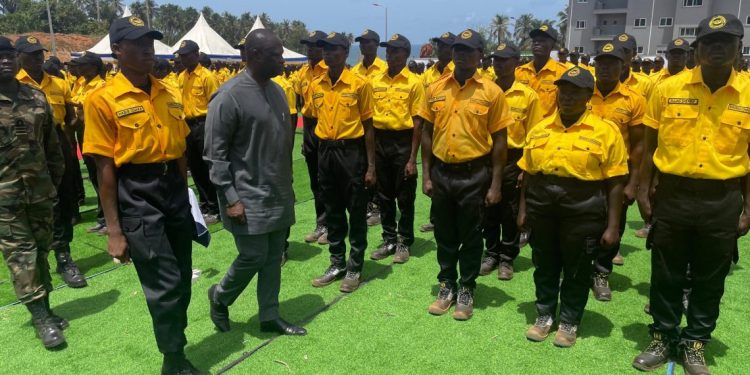 nzema east blue water guards partner axim police to foil galamsey operations around draw river forest reserve