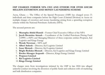 OSP charges ex-NPA boss and others in GH¢280m extortion and money laundering scandal