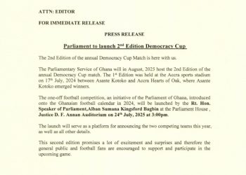 Parliament to launch 2nd edition of Democracy Cup