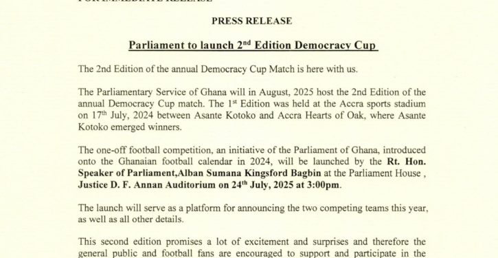 parliament to launch 2nd edition of democracy cup