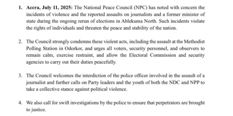 peace council condemns ablekuma north election violence