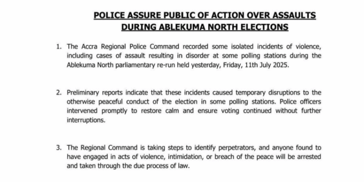 police probe isolated incidents of violence in ablekuma north rerun