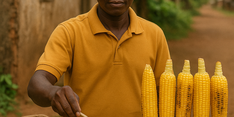 roasted corn on the cob in season