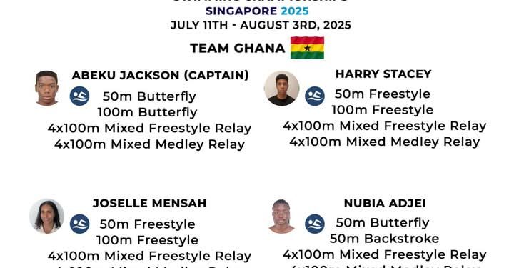 team ghana set for 2025 world aquatics championships in singapore