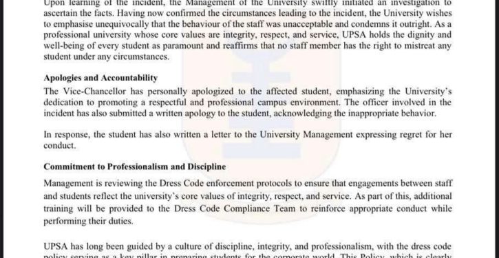 upsa condemns staff misconduct in viral altercation with student