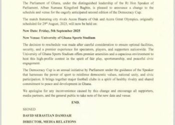 Parliament Reschedules Democracy Cup Match Between Hearts and Olympics