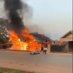 Fire ravages shops at Odomase MTN polease in Sunyani West