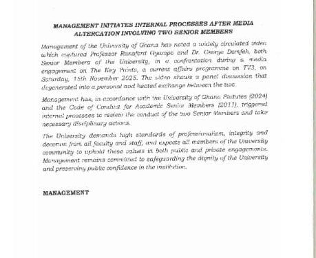 University Opens Probe Into Lecturers After Television Altercation 1 university opens probe into lecturers after television altercation