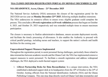 NSA to close registration portal for 2025/2026 National Service year