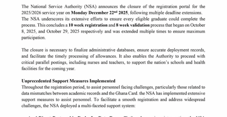nsa to close registration portal for 2025 2026 national service year