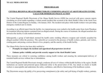 GHS condemns violent attack at Akoti Health Centre in Central Region