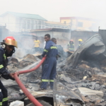 Photos: Fire destroys shops around Royal VVIP bus terminal at Kwame Nkrumah Circle