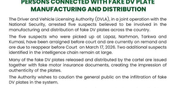 5 arrested over fake dv plate manufacturing and distribution