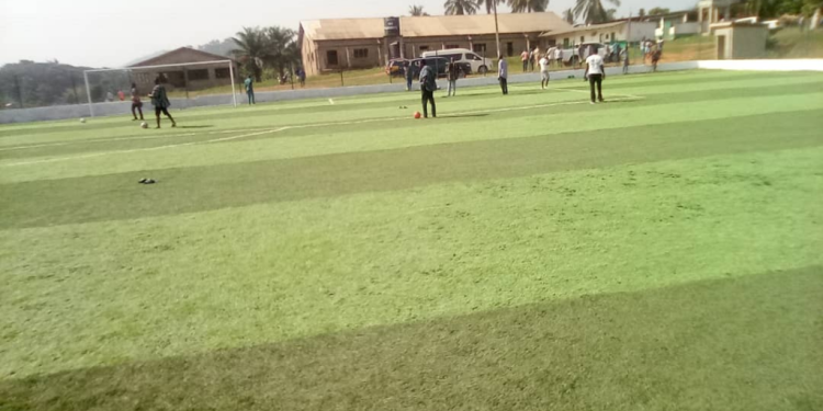 abuakwa south mp hands over astroturf to st peters shs to promote sports and healthy living