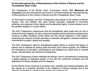 African Union marks slavery Remembrance Day, calls for justice and global action