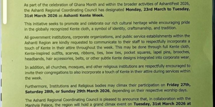 ashanti region declares kente week to celebrate cultural heritage