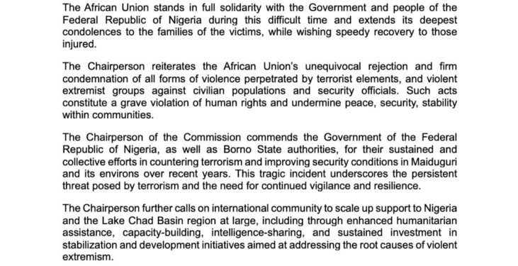 au condemns heinous terrorist attack in northeast nigeria