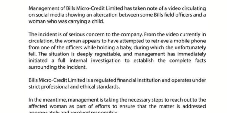 bills micro credit probes viral altercation involving field officers and woman carrying baby