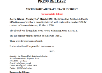 Crashed helicopter was flying from Ho to Accra – GCAA