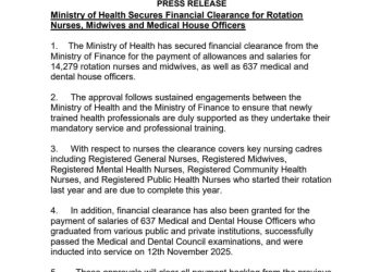Financial clearance secured for nearly 15,000 rotation nurses, midwives and medical house officers