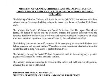 Gender Ministry mourns victims of Accra New Town building collapse