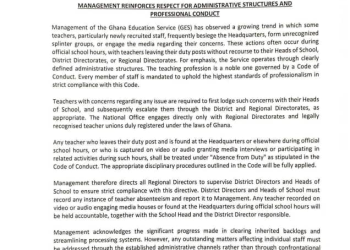 GES warns teachers against unauthorised visits and media engagement